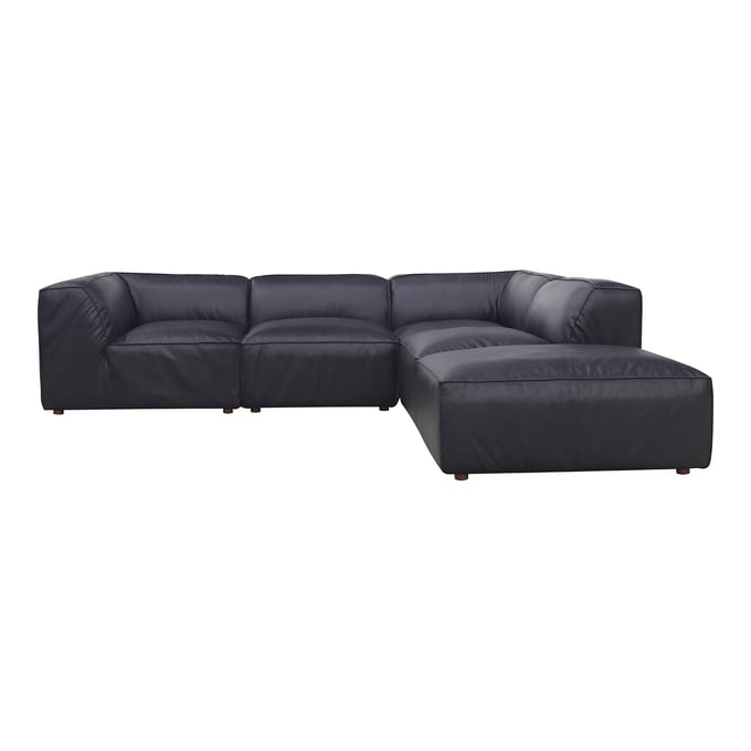 Moes Home Form Black Leather Classic L Modular Sectional MOE-XQ-1007-02