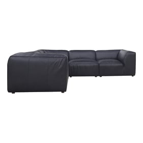 Moes Home Form Black Leather Dream Modular Sectional