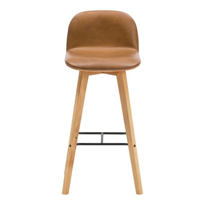 Moes Home Napoli Brown Grain Leather Bar Stool MOE-YC-1022-40