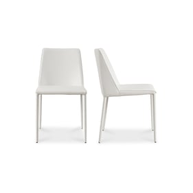 2 Moes Home Nora White Leather Dining Chairs