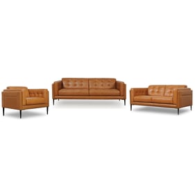 Moroni Murray Tan Leather 3pc Living Room Set