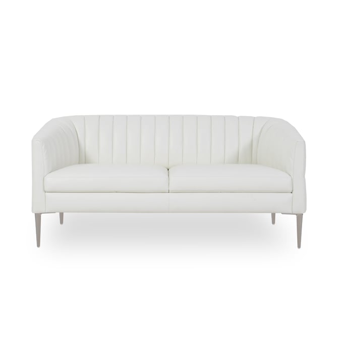 Moroni Pearl Snow White Leather Loveseat MOR-44102BS1296