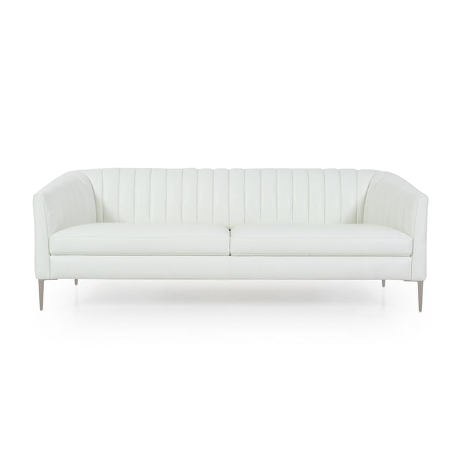 Moroni Pearl Snow White Leather Sofa MOR-44103BS1296