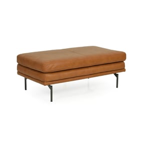 Moroni McCoy Tan Leather Large Ottoman