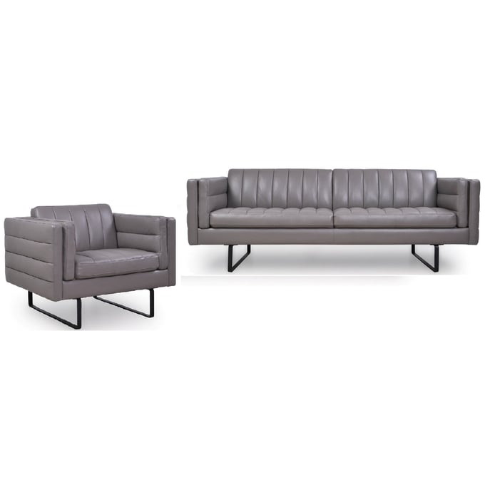 Moroni Orson Dark Grey Leather 2pc Living Room Set MOR-58203B1309-LR-S1