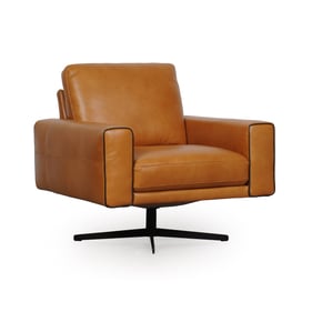 Moroni Colette Tan Leather Swivel Lounge Chair