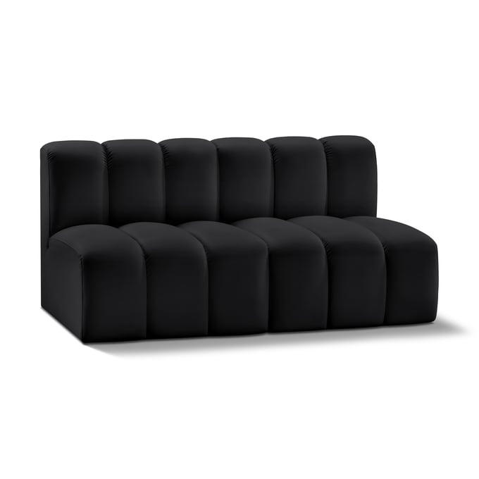 Meridian Furniture Arc Black Vegan Leather Modular 2pc Sofa MRD-101BLACK-S2A