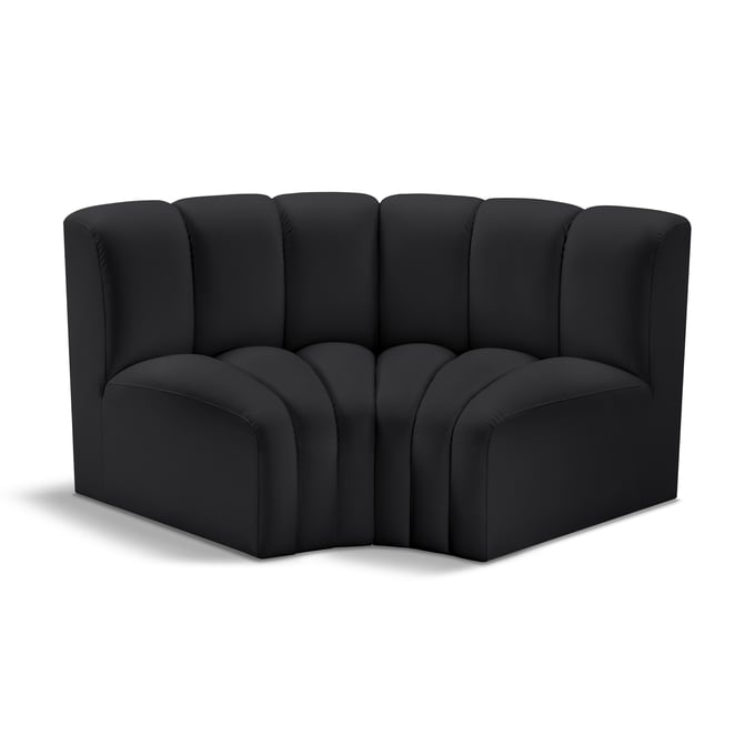 Meridian Furniture Arc Black Vegan Leather Modular Sofa MRD-101BLACK-S2B