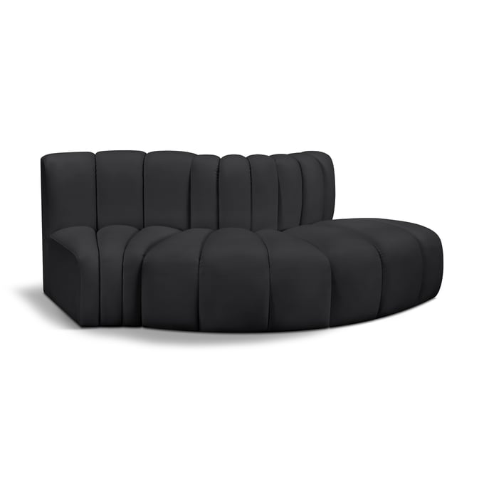 Meridian Furniture Arc Black Leather 3pc Modular Sofa MRD-101BLACK-S3E