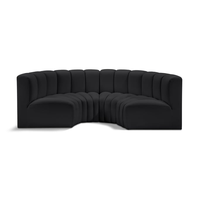 Meridian Furniture Arc Black Vegan Leather 4pc Modular Curved Sofa MRD-101BLACK-S4C