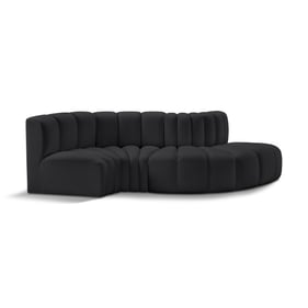 Meridian Furniture Arc Black Leather 4pc Modular Sofa Sectional