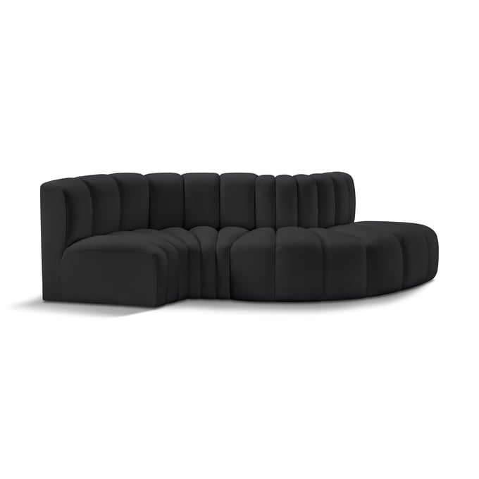 Meridian Furniture Arc Black Leather 4pc Modular Sofa Sectional MRD-101BLACK-S4D