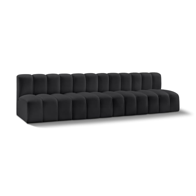 Meridian Furniture Arc Black Vegan Leather Armless 4pc Sofa Sectional MRD-101BLACK-S4E