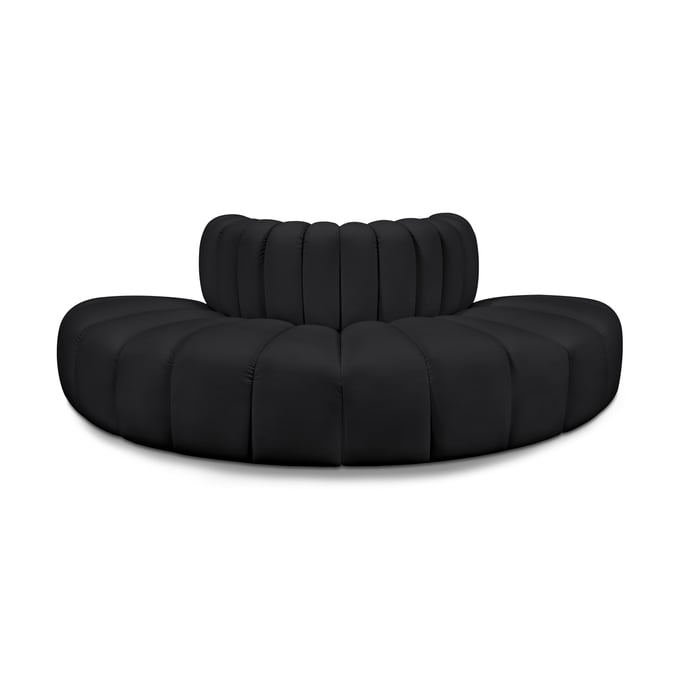 Meridian Furniture Arc Black Vegan Leather Foam Modular Sofa MRD-101BLACK-S4G