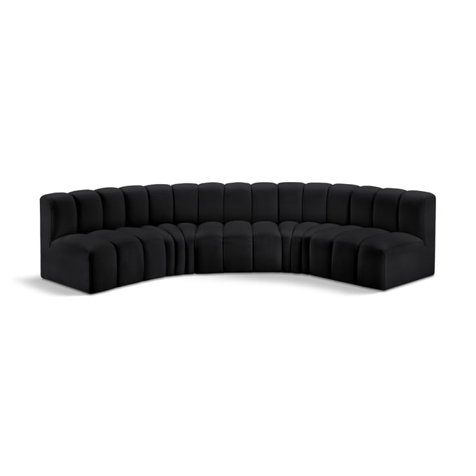 Meridian Furniture Arc Black Vegan Leather Modular 5pc Sofa Sectional MRD-101BLACK-S5A