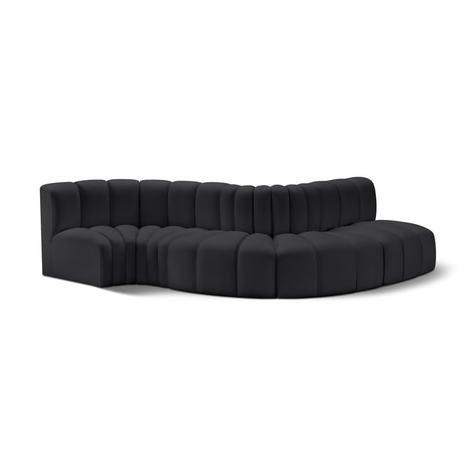 Meridian Furniture Arc Black Vegan Leather 5pc Modular Curved Sectional MRD-101BLACK-S5B