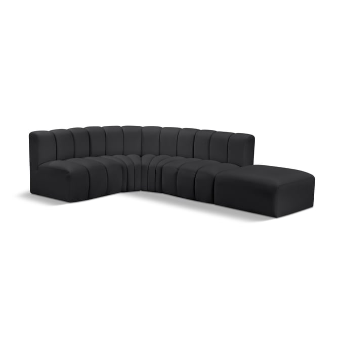 Meridian Furniture Arc Black Leather 5pc Modular Sectional MRD-101BLACK-S5C