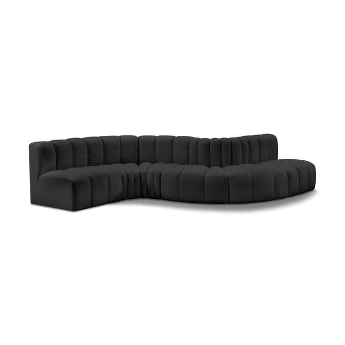 Meridian Furniture Arc Black Vegan Leather 6pc Modular Sectional MRD-101BLACK-S6A