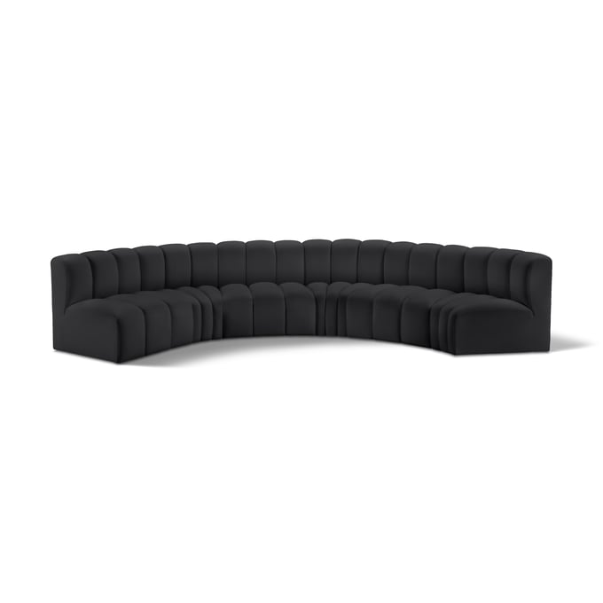 Meridian Furniture Arc Black Vegan Leather Curved 6pc Modular Sectional MRD-101BLACK-S6B