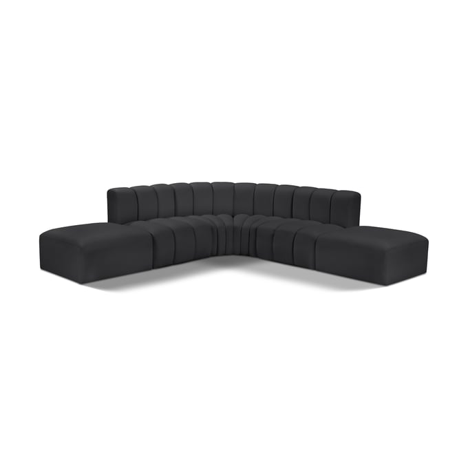 Meridian Furniture Arc Black Vegan Leather 6pc Sofa Sectional MRD-101BLACK-S6C