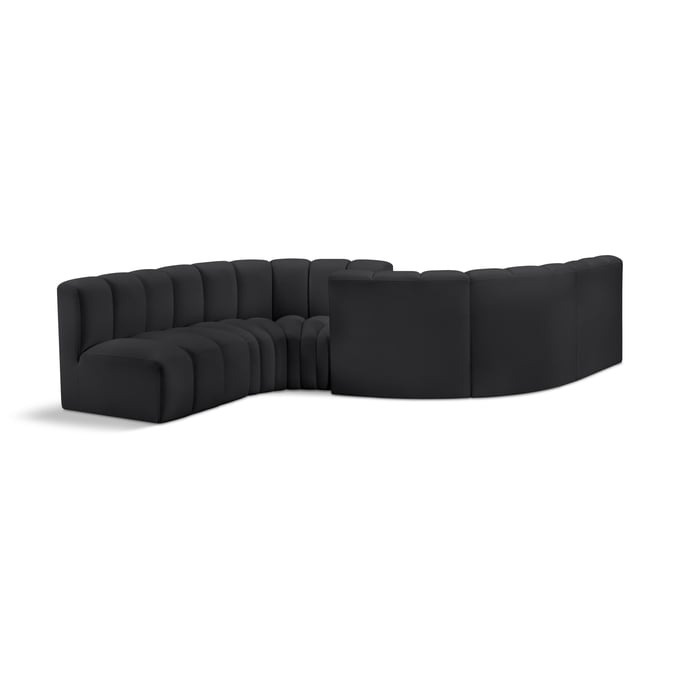 Meridian Furniture Arc Black Vegan Leather 6pc Modular Curved Sectional MRD-101BLACK-S6D