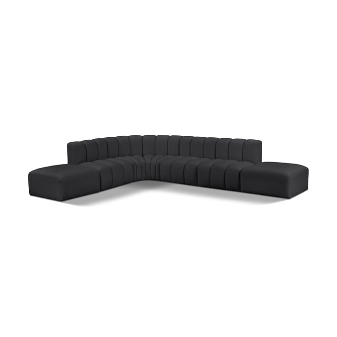 Meridian Furniture Arc Black Vegan Leather Modular 7pc Sofa Sectional MRD-101BLACK-S7A