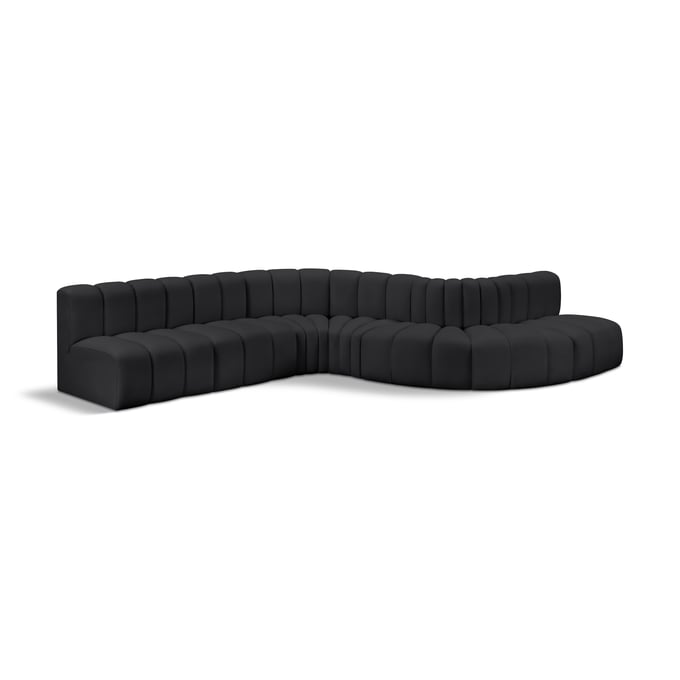 Meridian Furniture Arc Black Leather Curved 7pc Modular Sofa Sectional MRD-101BLACK-S7C