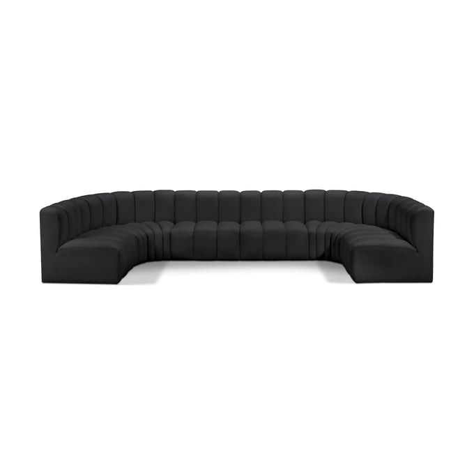 Meridian Furniture Arc Black Vegan Leather 8pc Modular Sofa Sectional MRD-101BLACK-S8A