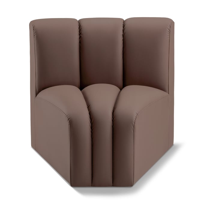 Meridian Furniture Arc Brown Vegan Leather Curved Corner MRD-101BROWN-CC