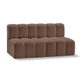 Meridian Furniture Arc Brown Vegan Leather Modular 2pc Sofa