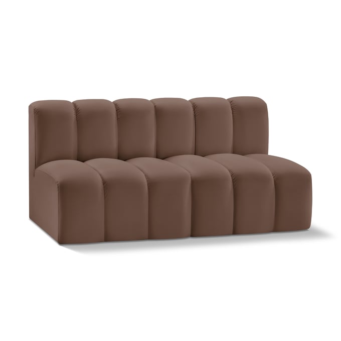 Meridian Furniture Arc Brown Vegan Leather Modular 2pc Sofa MRD-101BROWN-S2A