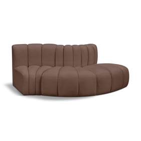 Meridian Furniture Arc Brown Leather 3pc Modular Sofa