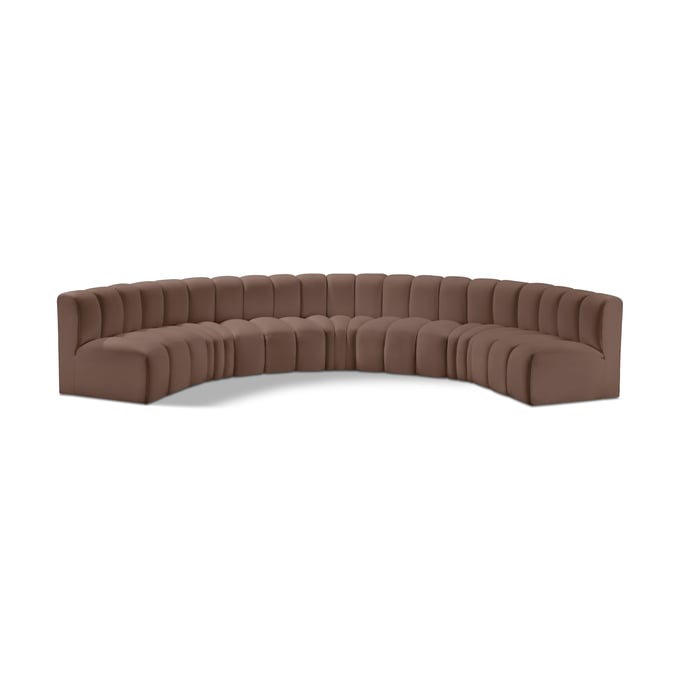 Meridian Furniture Arc Brown Vegan Leather Curved 7pc Modular Sectional MRD-101BROWN-S7B