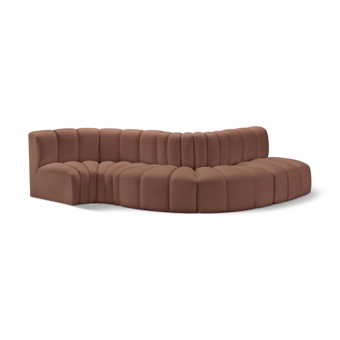 Meridian Furniture Arc Cognac Vegan Leather 5pc Modular Curved Sectional MRD-101COGNAC-S5B