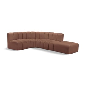 Meridian Furniture Arc Cognac Leather 5pc Modular Sectional