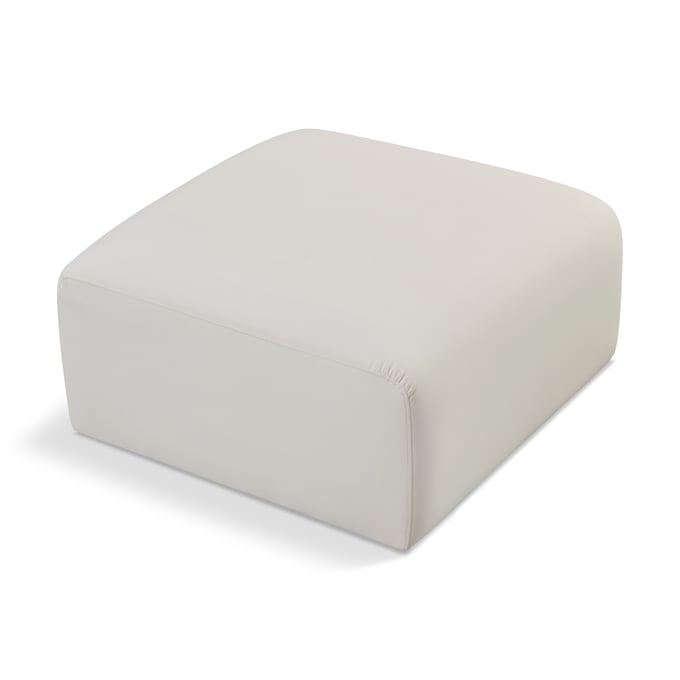 Meridian Furniture Arc Cream Vegan Leather Ottoman MRD-101CREAM-OTT