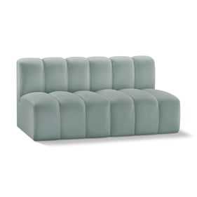 Meridian Furniture Arc Mint Green Vegan Leather 2pc Sofa