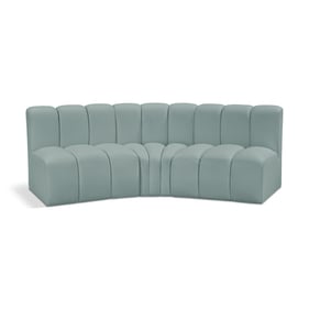 Meridian Furniture Arc Mint Green Vegan Leather 3pc Modular Sofa