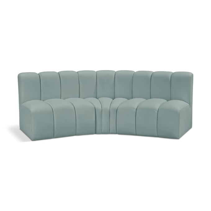 Meridian Furniture Arc Mint Green Vegan Leather 3pc Modular Sofa MRD-101MINT-S3B