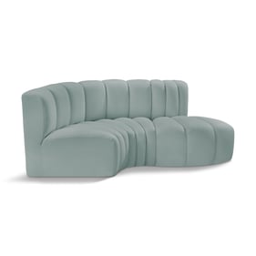 Meridian Furniture Arc Mint Green Vegan Leather 3pc Sofa