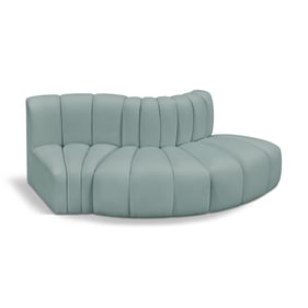 Meridian Furniture Arc Mint Green Leather 3pc Modular Sofa