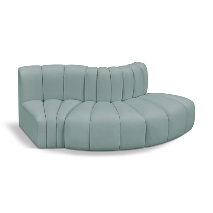 Meridian Furniture Arc Mint Green Leather 3pc Modular Sofa MRD-101MINT-S3E