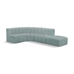 Meridian Furniture Arc Mint Green Leather 5pc Modular Sectional