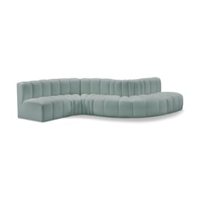 Meridian Furniture Arc Mint Green Vegan Leather 6pc Modular Sectional