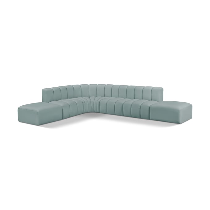 Meridian Furniture Arc Vegan Mint Green Leather Modular 7pc Sofa Sectional MRD-101MINT-S7A