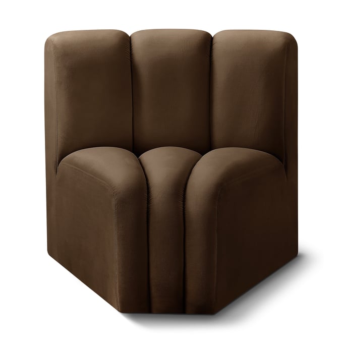 Meridian Furniture Arc Brown Velvet Curved Corner MRD-103BROWN-CC