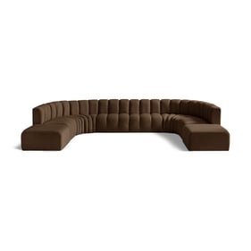 Meridian Furniture Arc Brown Velvet 10pc Modular Sectional