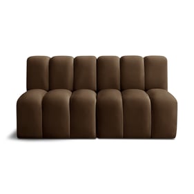 Meridian Furniture Arc Brown Velvet Modular 2pc Sofa