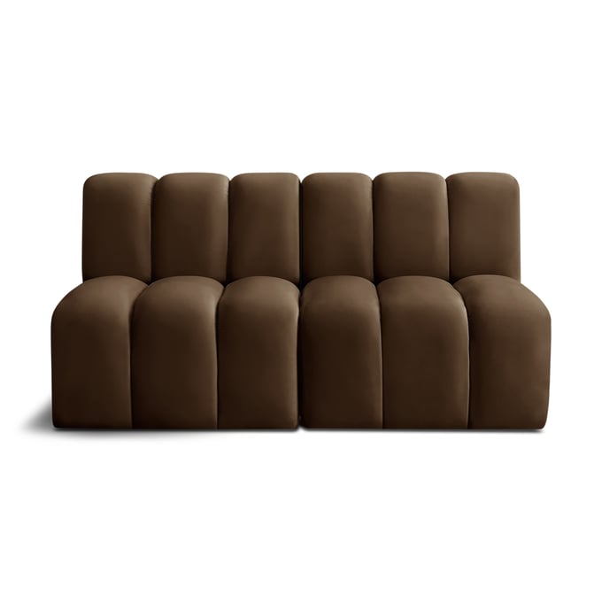 Meridian Furniture Arc Brown Velvet Modular 2pc Sofa MRD-103BROWN-S2A