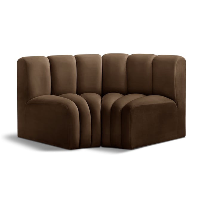 Meridian Furniture Arc Brown Velvet Modular Sofa MRD-103BROWN-S2B